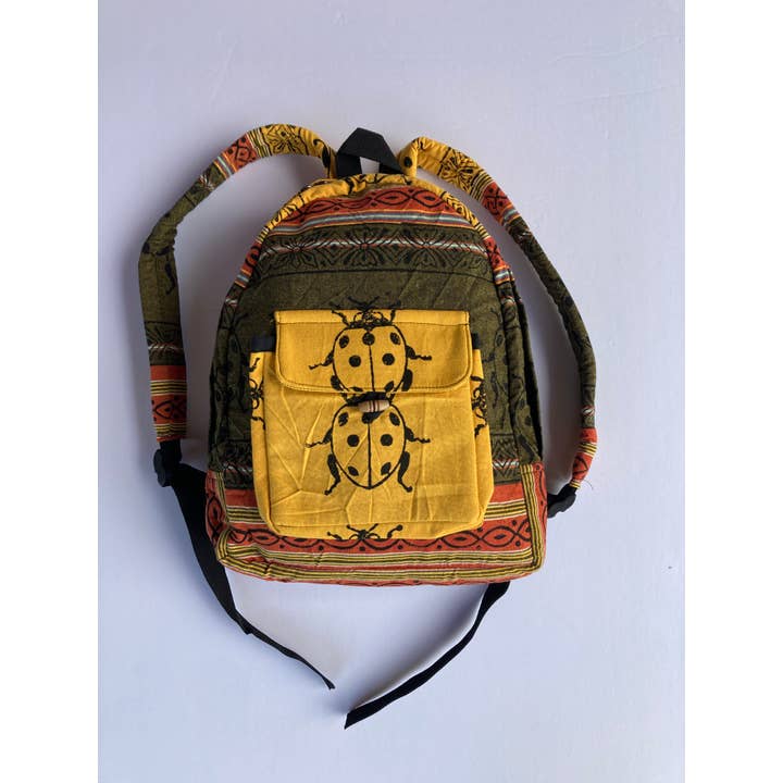 Ganesh Himal Trading - Wholesale Backpack - Women's - Small Cotton Blockprint Backpack with Adjustable Straps14
