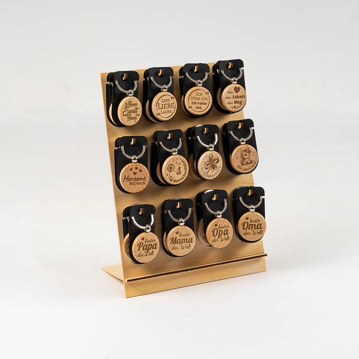 RADULY - Wholesale Keychain - Unisex - Rotating Display Keychain Beechwood VE726