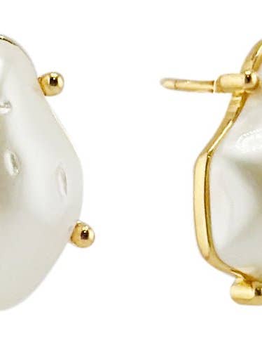 SJE311023 14K Studded Baroque Pearl Post Earrings for wholesale by MiMi Wholesale