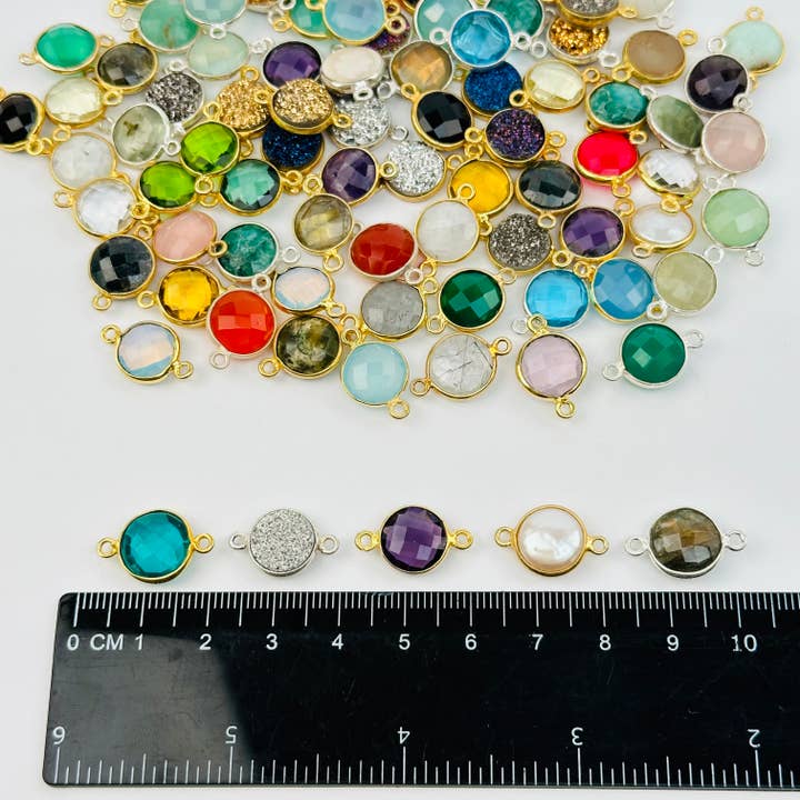 Jewelers Paradise – Engroshandel Vedhæng/charm – Ædelsten Rund Bezel Crystal Charm-stik - 10mm - 3