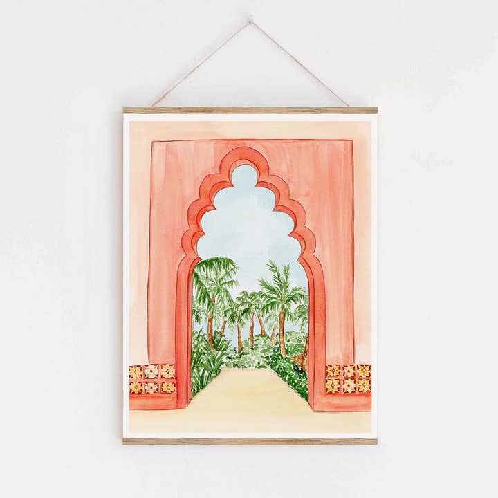 Impression artistique Palm Tree Oasis pour la vente par Almeida Illustrations