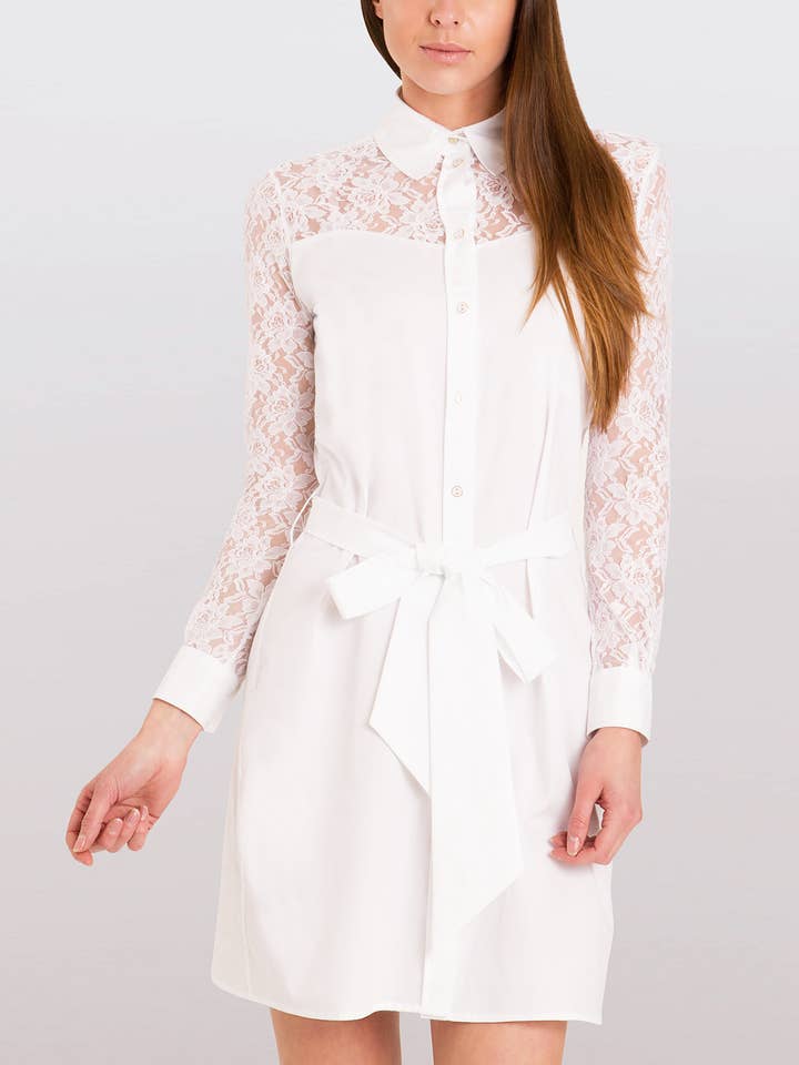 Classic Cotton Shirt Dress White for wholesale by Sophie Cameron Davies