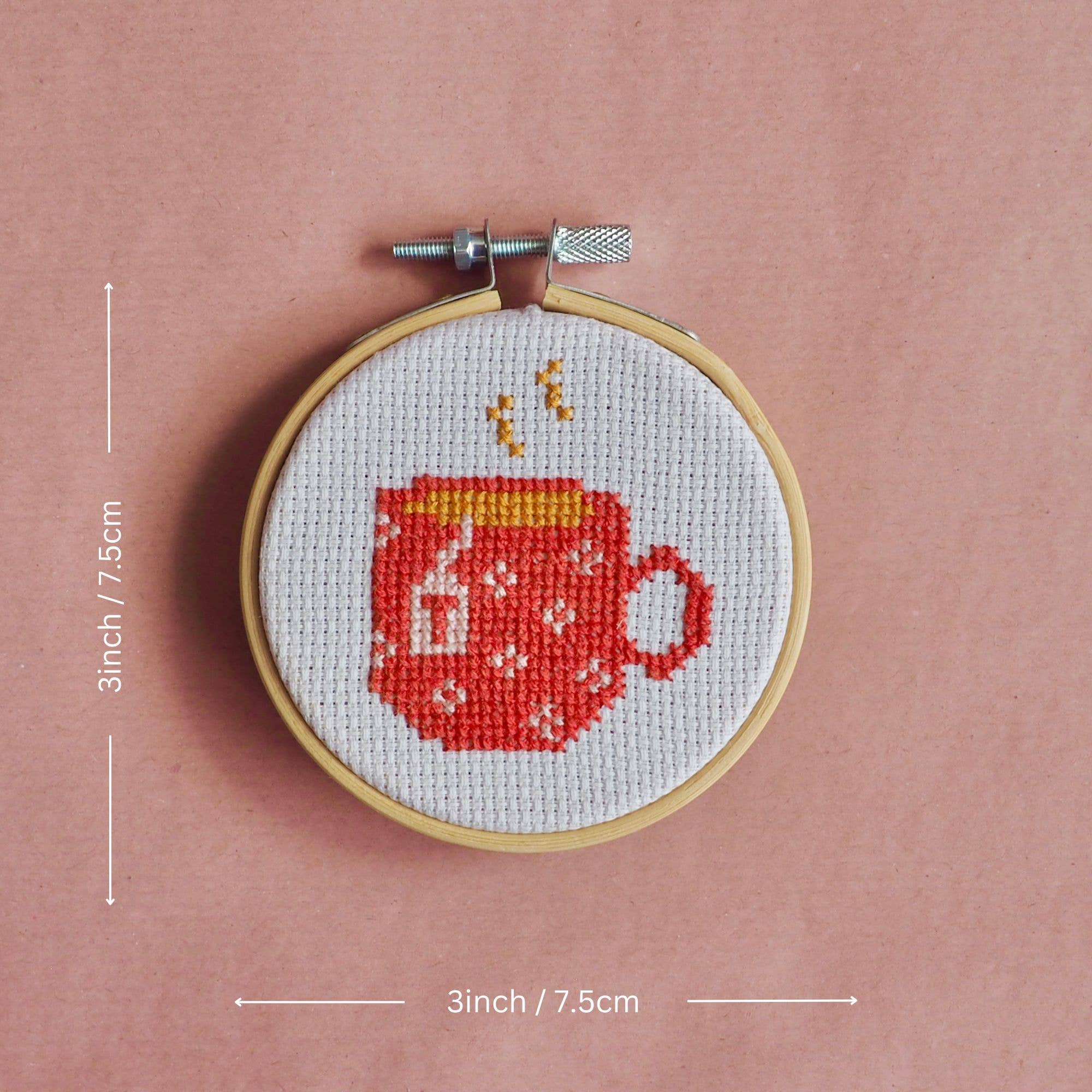 Thimble and Fabric - Wholesale Embroidery/Cross Stitch Supplies - Tea Mug Mini Cross Stitch Kit | Beginner Craft Kit3