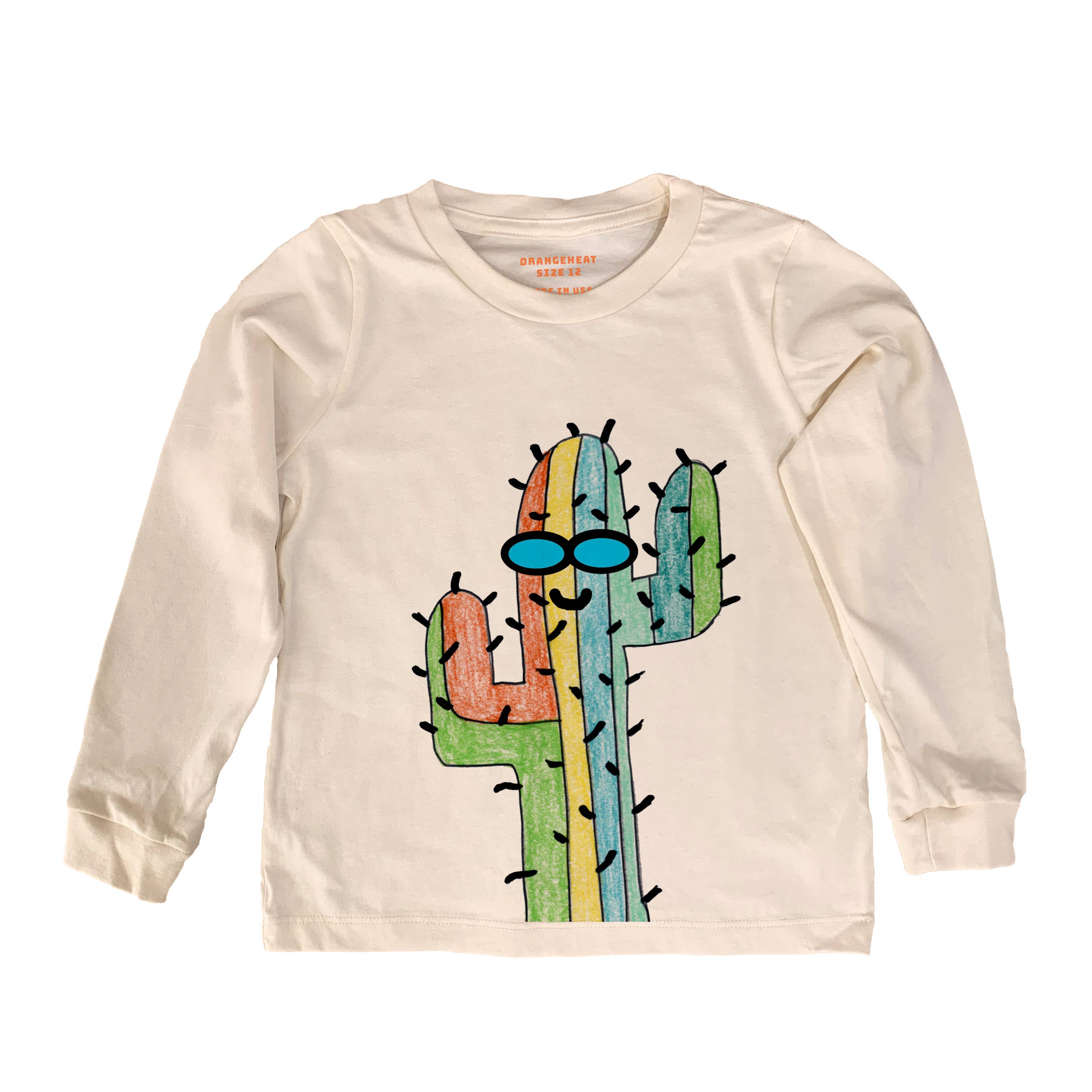 orangeheat - Vendita all'ingrosso Maglietta serigrafata - Bambini - Cactus - Maglietta organica per bambini a manica lunga1