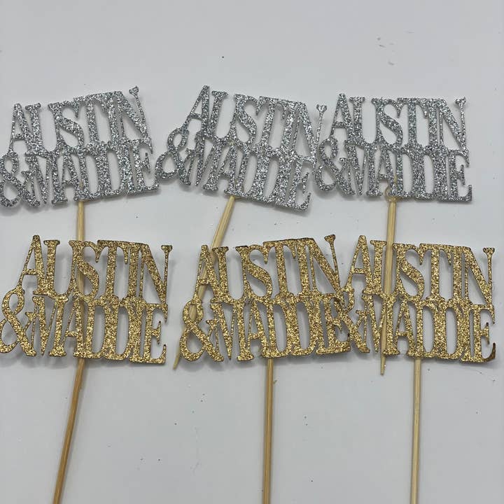 ASAP Craft Supplies - Venta al por mayor Adorno para tartas/cupcakes - Adornos para magdalenas con 2 nombres, juego de 6