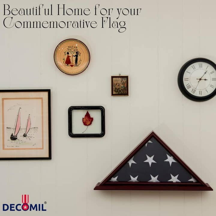 Decomil - Wholesale Display Case - 5x9 Flag Display Case Small Base Design - Cherry