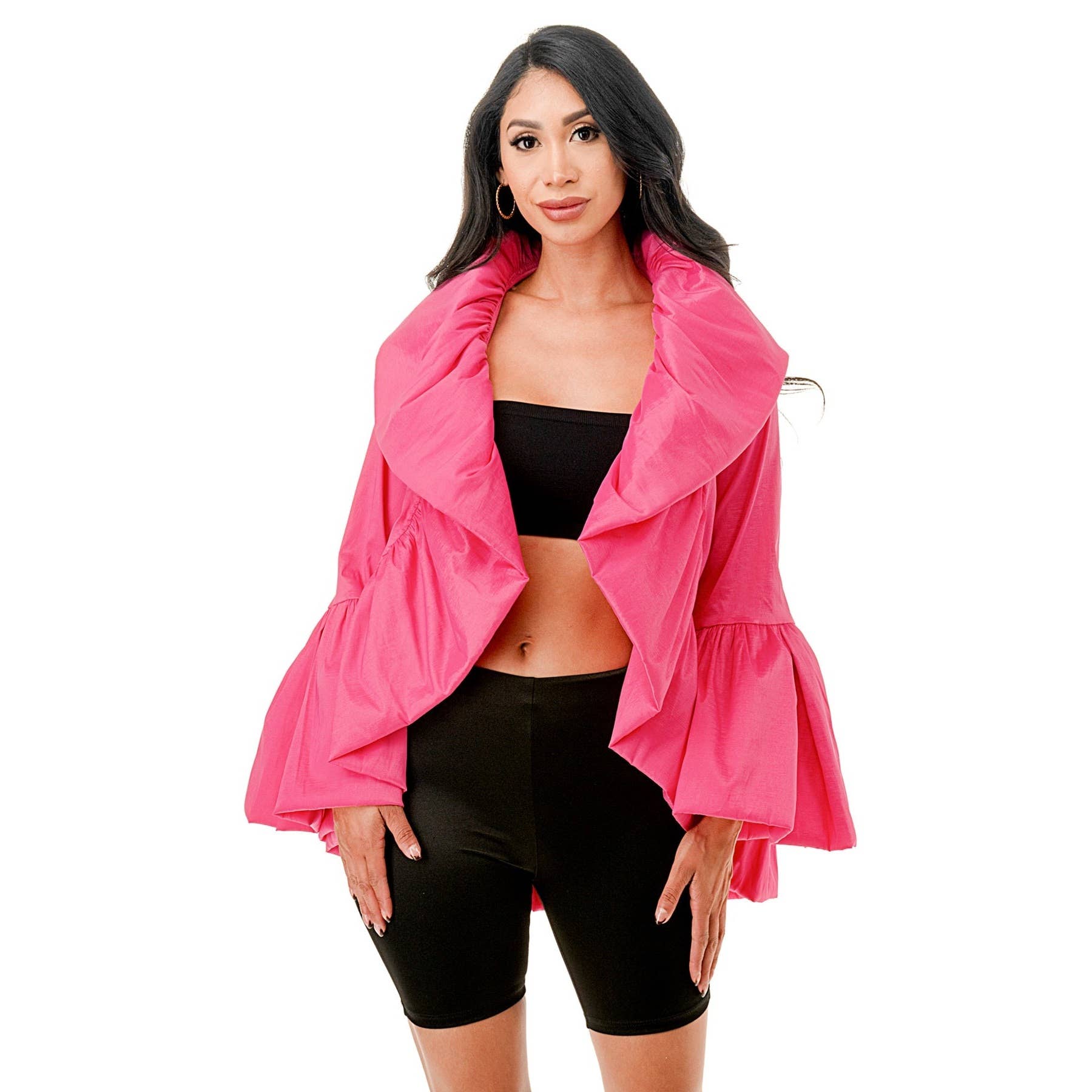 DORCAS – wholesale Jacket – Women's – Long Sleeve Ruffle Detail Jacket Coat5