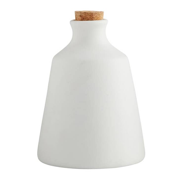 White Ceramic Cork Vase Md for wholesale by Angle