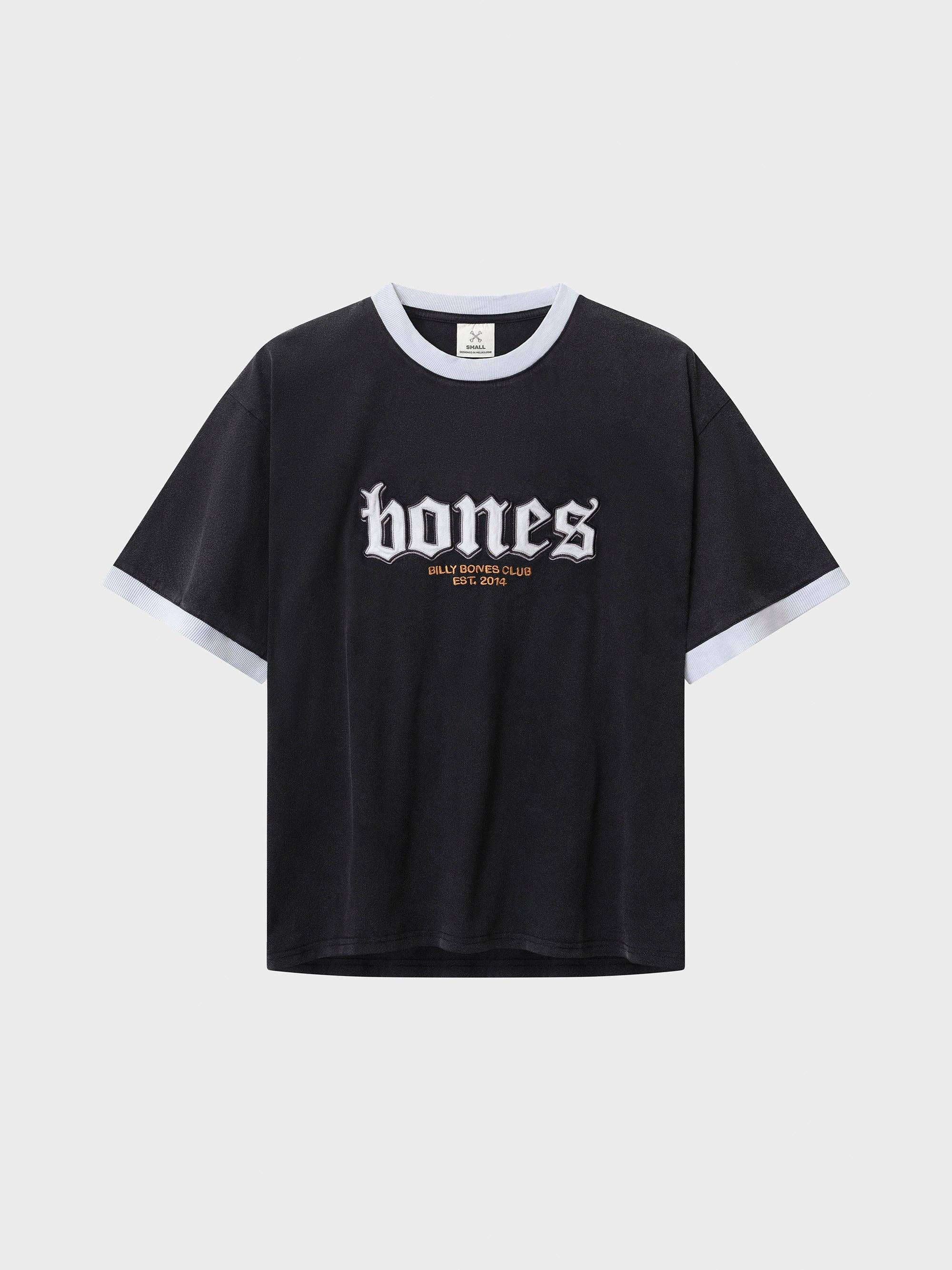 Billy Bones Club - Wholesale T-Shirt - Unisex - Bones Classic Ringer Tee - Vintage Black/ White