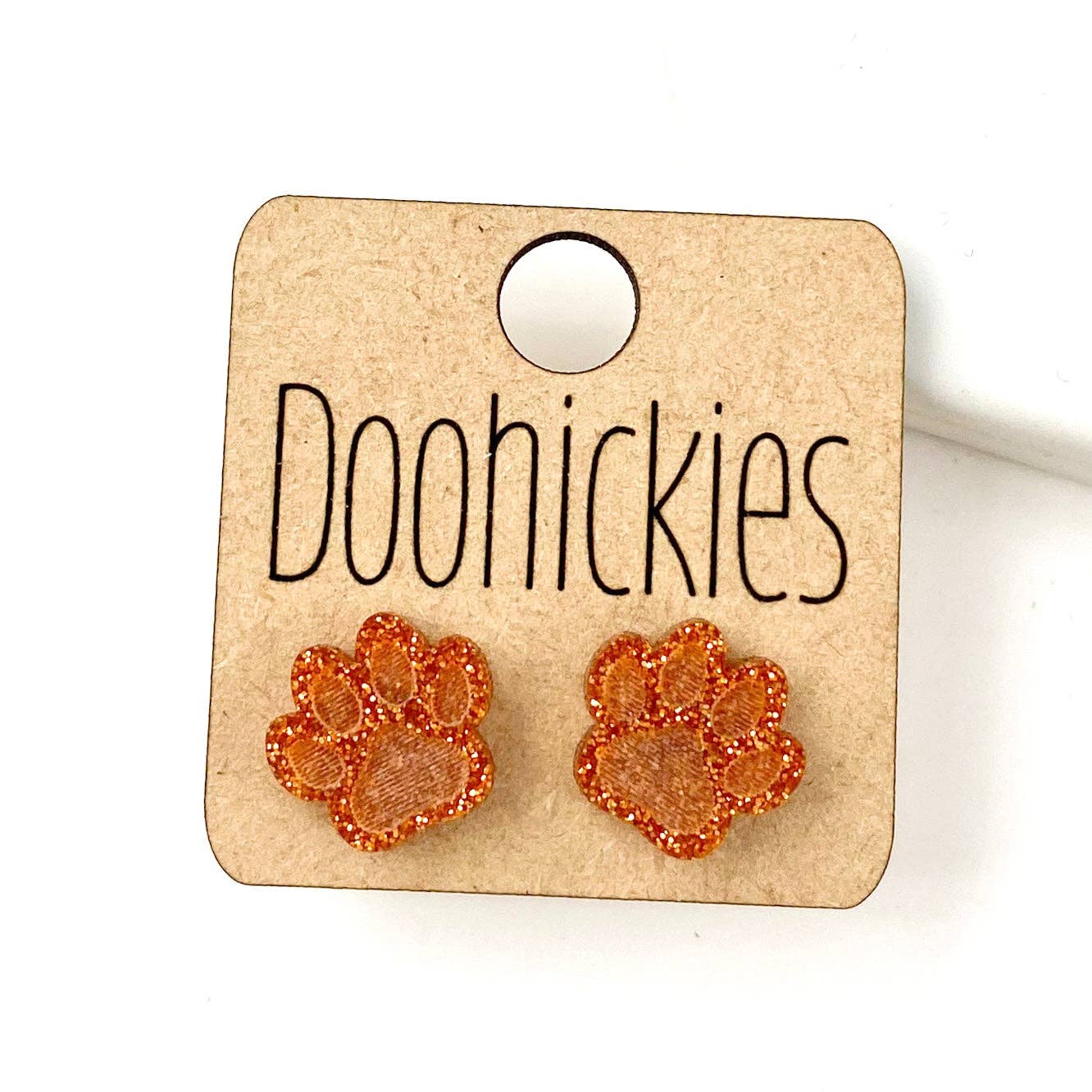 Doohickies - Wholesale Stud/Post Earrings - 13mm School Spirit Glitter Paw Studs - Custom Spirit Earrings - 9 Color Options6