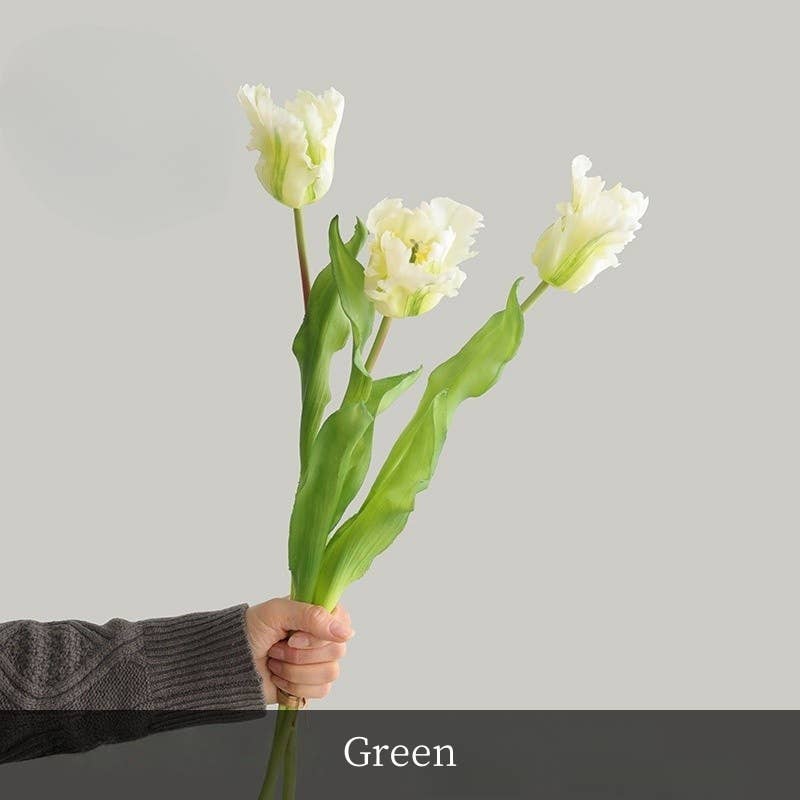 ACNITE(We cover U.S. import duties) - Wholesale Artificial Flowers - 3 flowers  artificial tulips bunch real touch Parrot tulips0