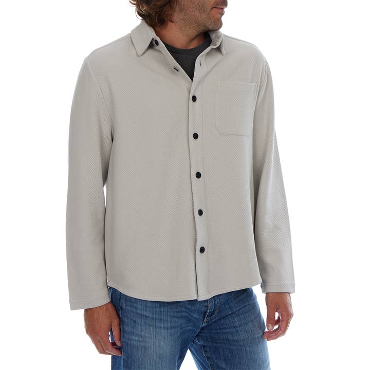 PX - Wholesale Shirt Jacket/Shacket - Men's - Cream Subtle Diagonal Textured Solid Shacket Shirt Jacket6