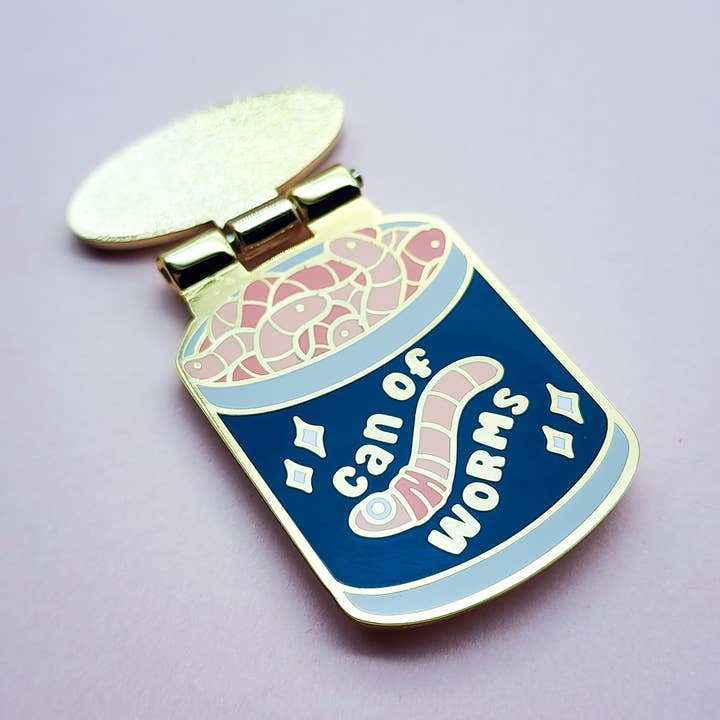 Toku Arts - Wholesale Lapel Pin/Button - Can of Worms Hinged Enamel Pin5