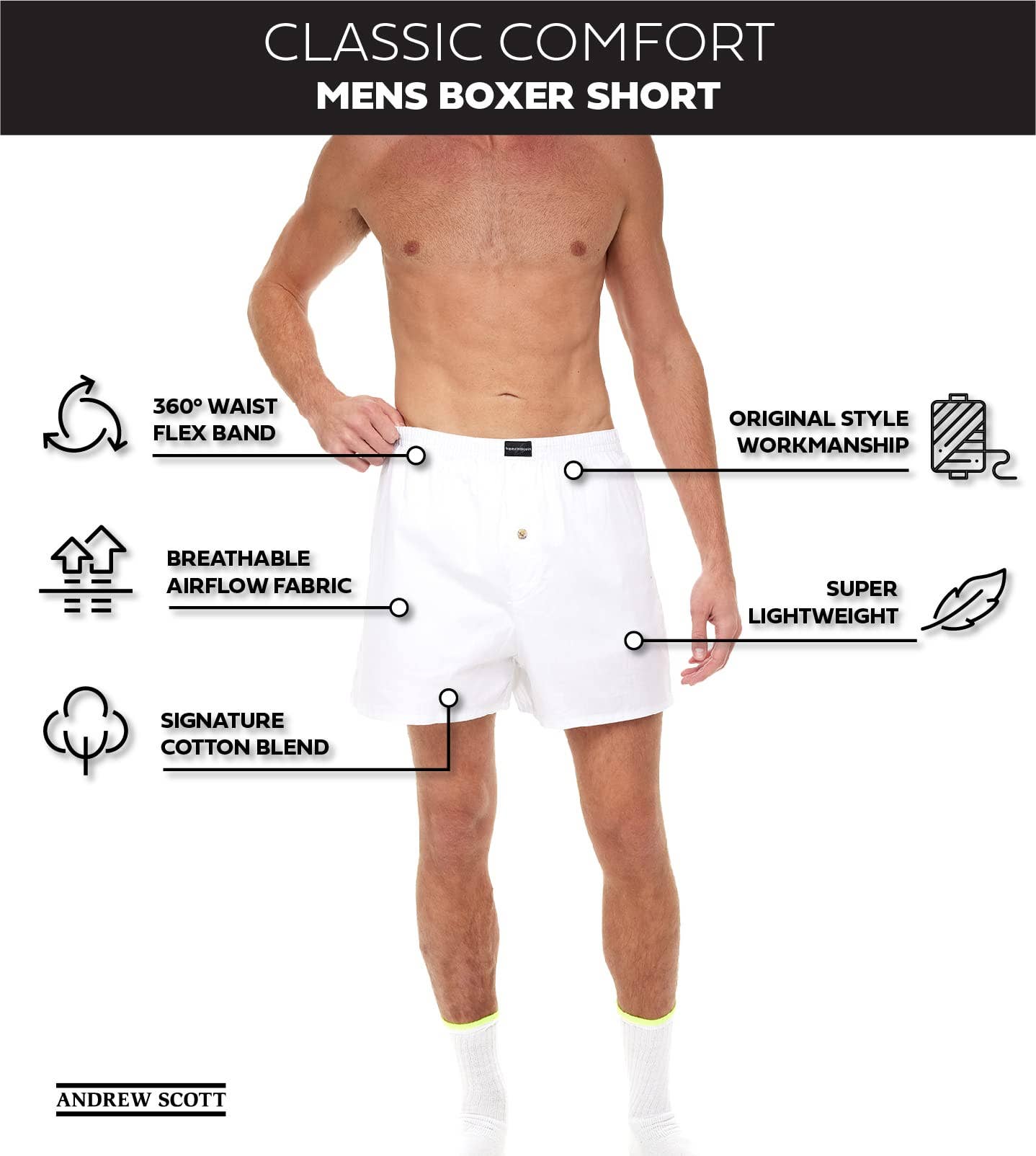 6 Pack Men's Cotton Woven Boxer Shorts with Button Fly for wholesale on Faire1
