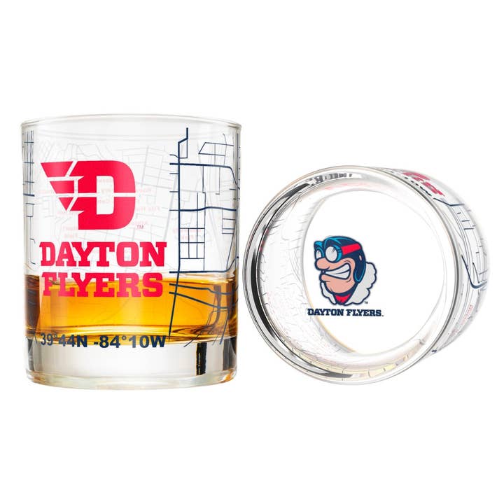 Ensemble de verres à whisky University of Dayton (2 verres à boule basse) pour la vente par Greenline Goods