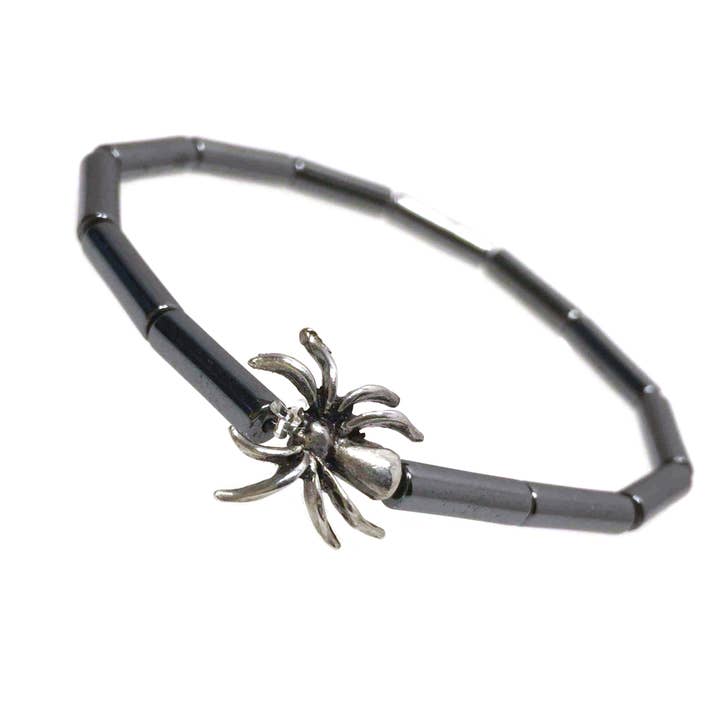 Spider Pewter on Hematite Gunmetal Bracelet for wholesale by Low Tide Island Design