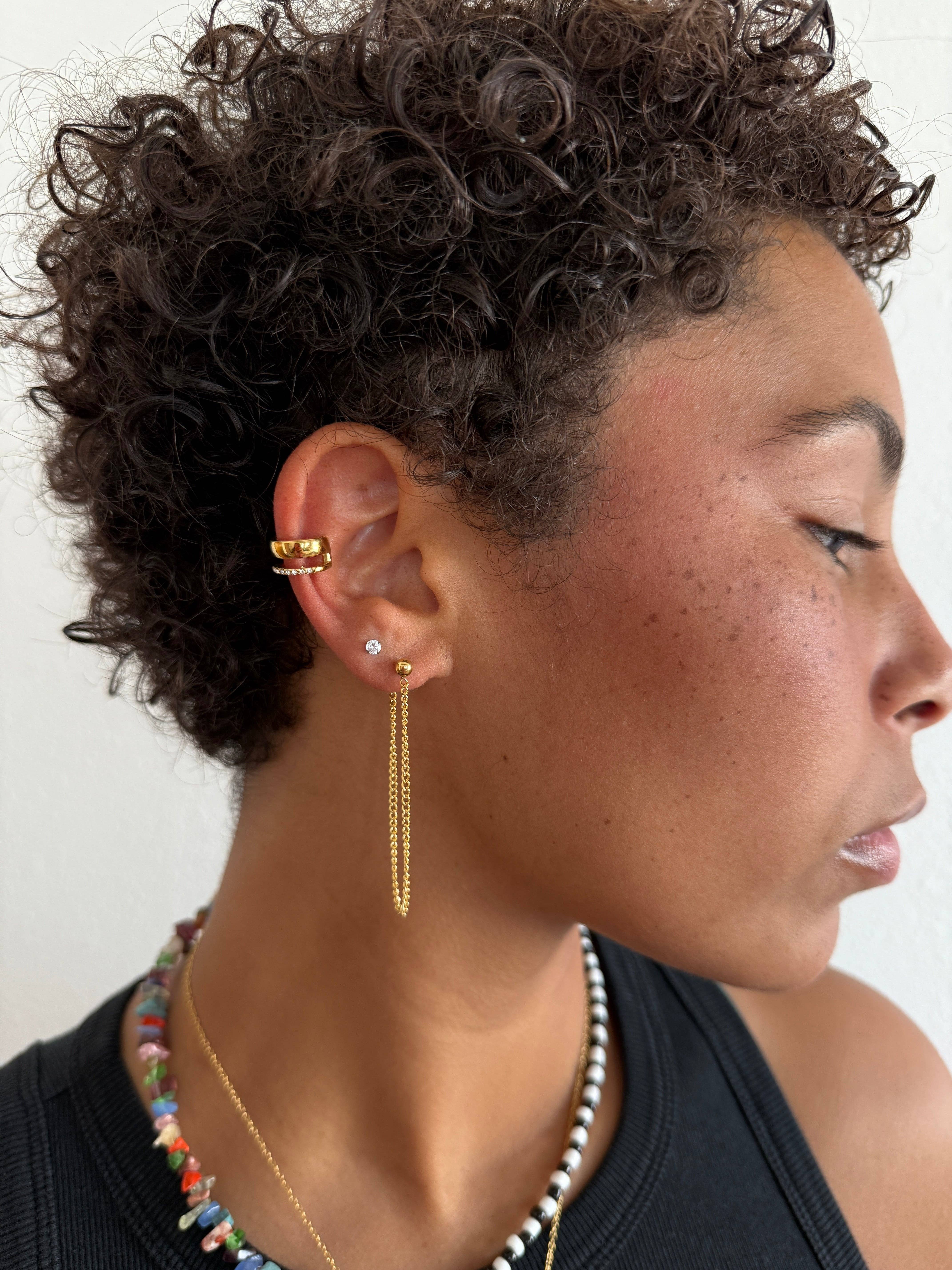 BELJOY – wholesale Hängande örhängen – Ezio Guldörhängen med Kedja och Hängande Stift2