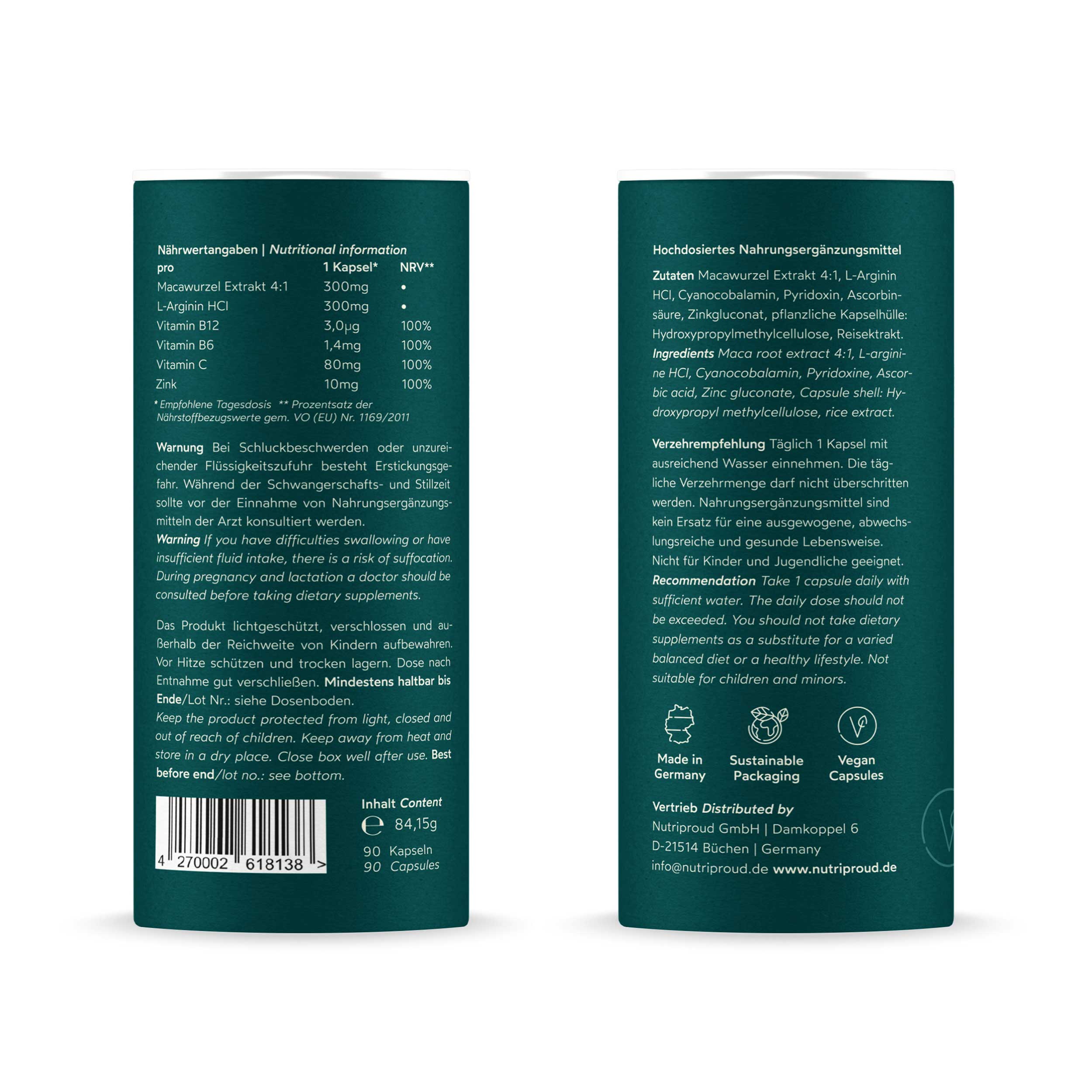 Nutriproud GmbH - Wholesale Oral Supplement/Vitamin - Superfood: Maca with L-arginine+vitamin B+C+zinc7