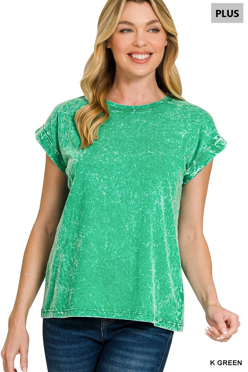 Vanilla Monkey - Vente Haut en maille – femme - T-shirt à manches courtes pliées, col rond, effet froissé Plus16