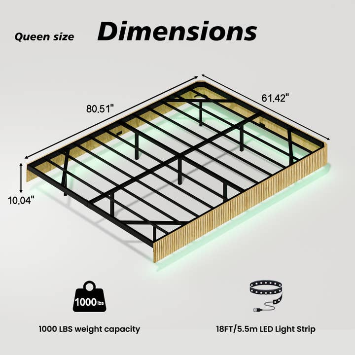 39F Inc. - Wholesale Bed - Floating Bed Frame with LED Lights 2 Sizes and 2 colors20