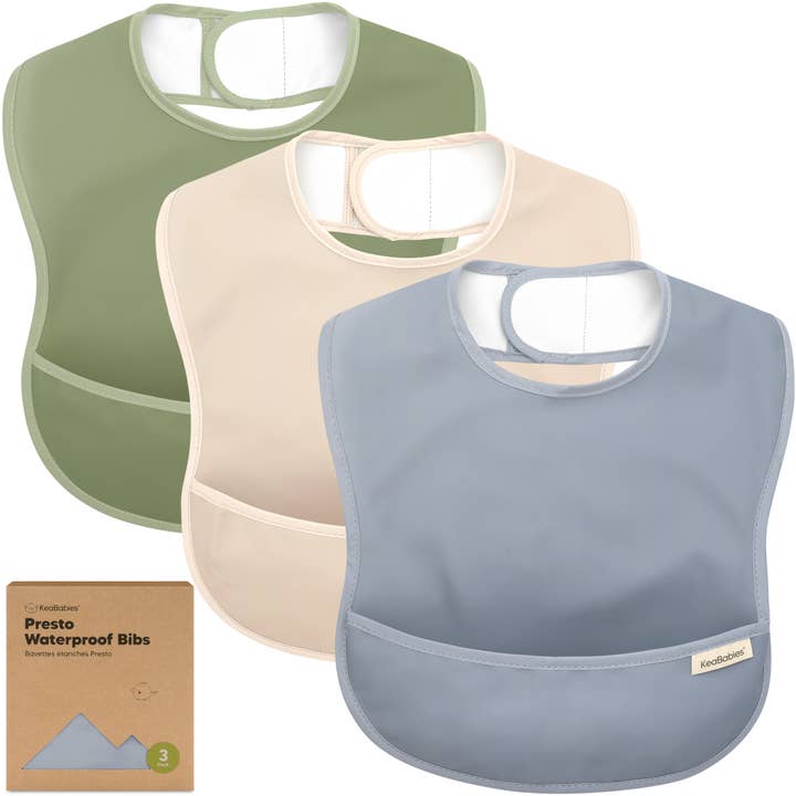 Pack de 3 baberos impermeables Presto para niños y niñas para venta al por mayor de KeaBabies