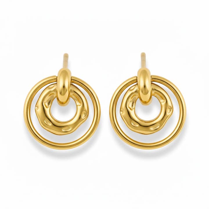 Double Circle Studs - Geometric Interlocking Ring Earrings for wholesale by Blueyejewelry