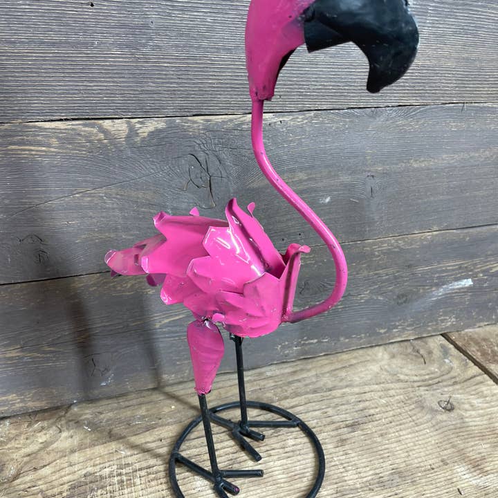 My Amigos Imports - Wholesale Outdoor Ornament/Decor - Pink Flamingo-ER-Small-Metal-Garden-Yard Art-Small-6x9x15H