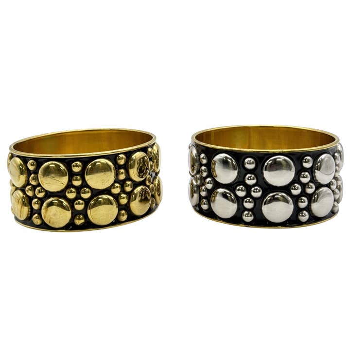Brass Metal Bangle Studded With Round Design 1.5" for wholesale by Treasure Jewelry