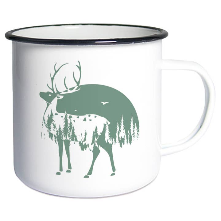 Woodequipment24 - Wholesale Coffee Mug - enamel mug - “Hirschwald”2
