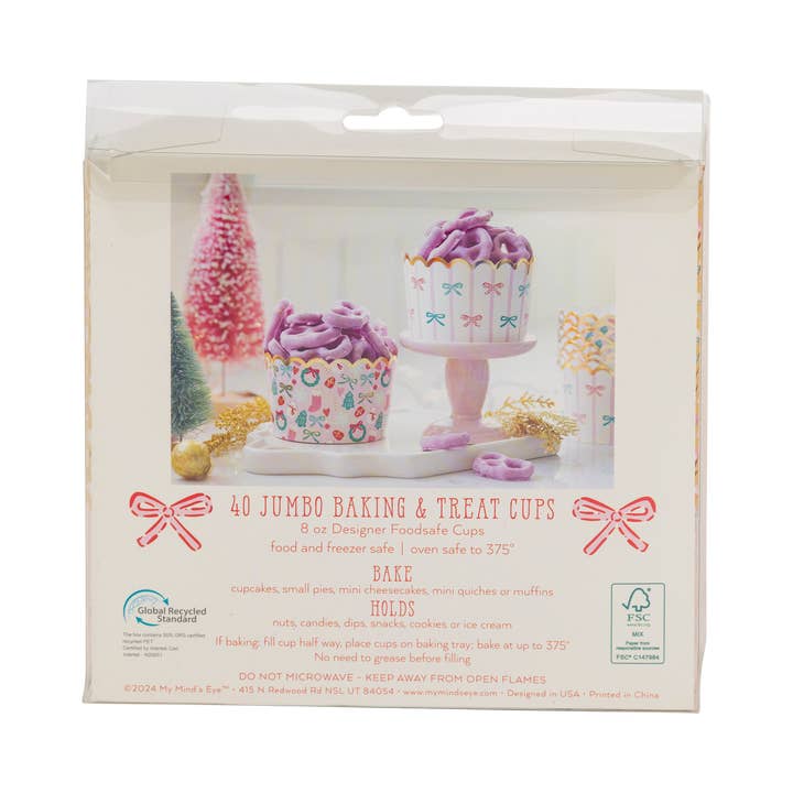 My Mind’s Eye - Wholesale Cupcake/muffin liner - PLJC1871 - Foiled JUMBO Bows/Icons 8 oz Baking Cups (40 ct)3