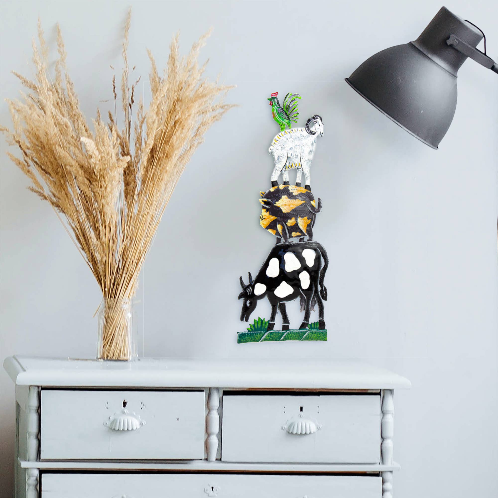 Global Crafts - Vente Décoration murale - Art mural en acier haïtien empilé fantaisiste1