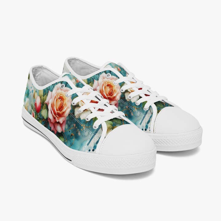 Aquarel Roos Lage Canvas Schoenen voor wholesale door Oh Pote