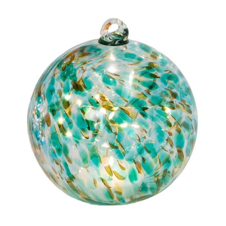 Gerson This 8 inch diameter turquoise green orb is made of b for wholesale by The Gerson Companies