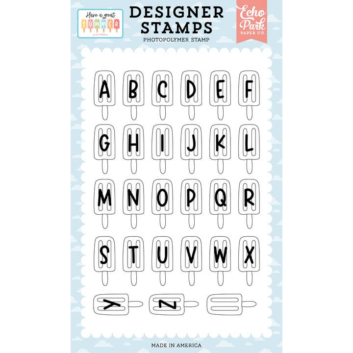 Que tengas un gran verano: Juego de sellos alfabeto de polo para venta al por mayor de Echo Park Paper Co.