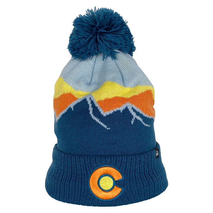 Daybreak Beanie - Ocean Blue/Orange for wholesale by ColoradoCool Apparel