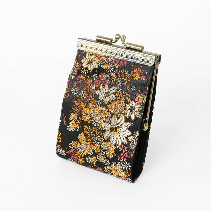 Cathayana - Wholesale Card Holder - Women's - Brocade Small Floral Pattern Card Holder with RFID