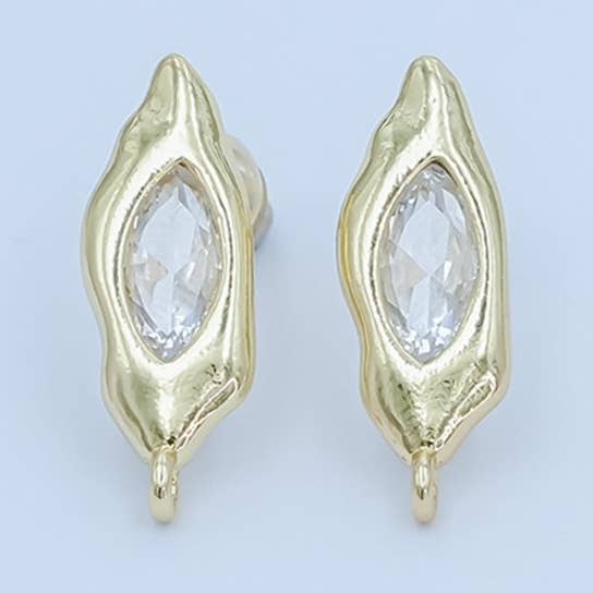 24K Gold Filled Marquise CZ Molten Drop Stud Earring Findings | Z1134 for wholesale by Aim Eternal