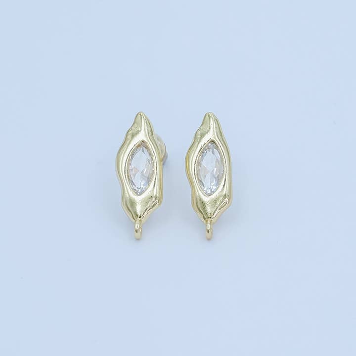 Hallazgos de pendientes de gota fundida con CZ marquesa rellenos de oro de 24K | Z1134 para venta al por mayor de Aim Eternal