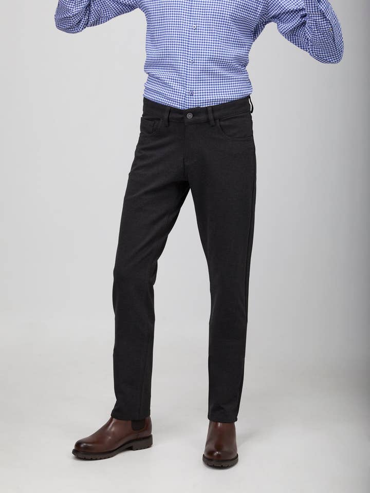 Mørkegrå stræk-performancebukser for engroshandel hos Luchiano Visconti