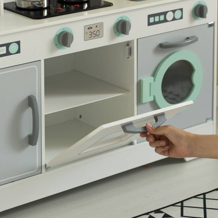 Quickway Imports - Wholesale Toy set – Kids - Wooden Play Kitchen Toy, Light on Microwave, Cabinet, Washer10