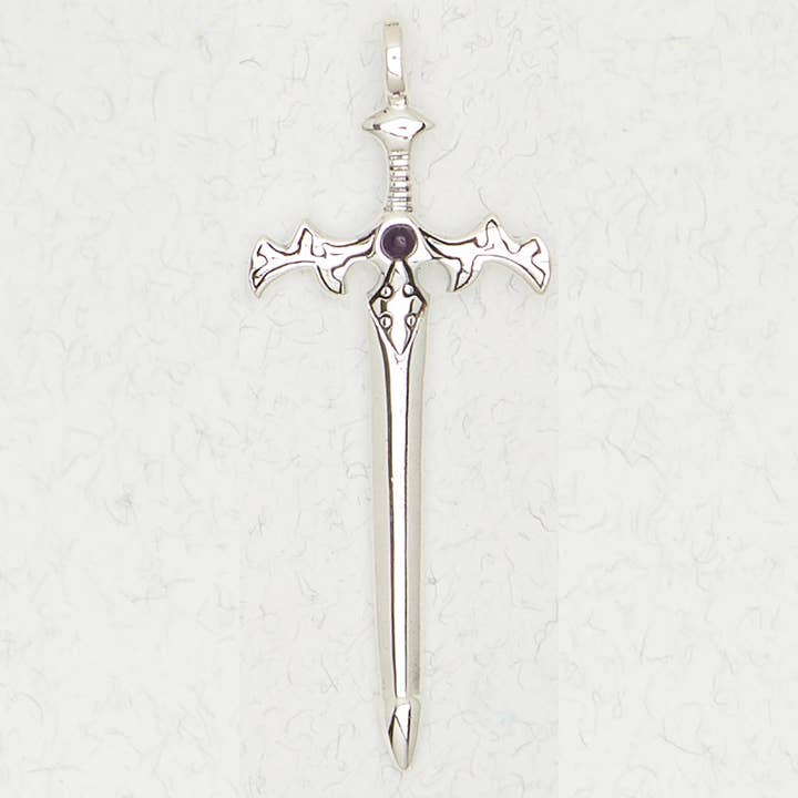 Sterling Silver Pendant - Excalibur w Stone for wholesale by Nirvana LLC
