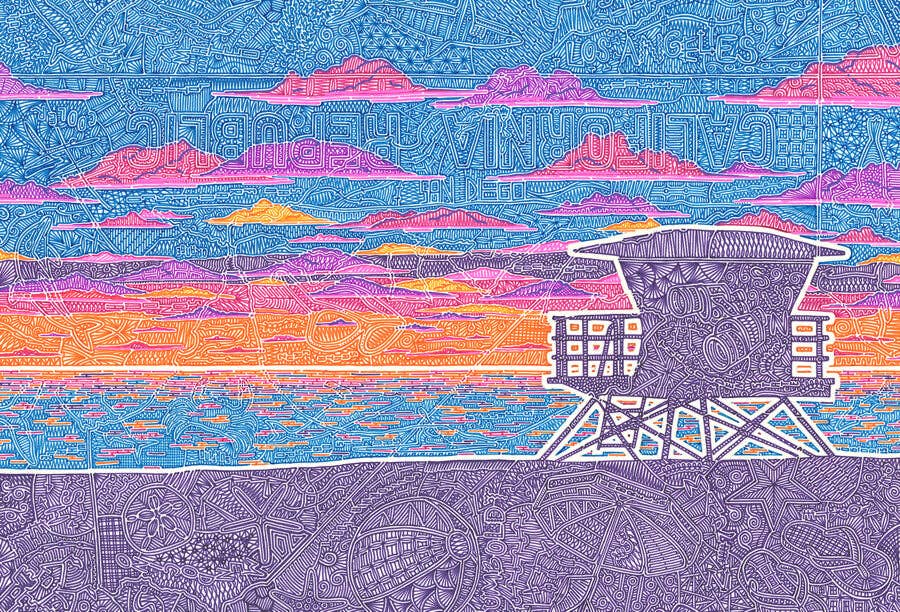 Micro Puzzles – wholesale Puzzle – Adult – Coastal California mini  jigsaw puzzle beach surf Artist Viz1