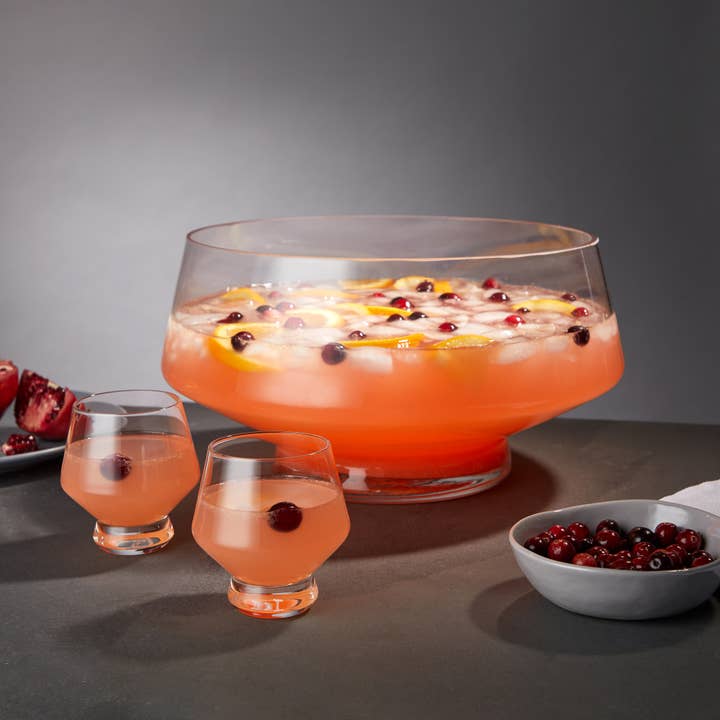 Viski - Wholesale Punch Bowl - Raye™ Footed Heavy Base Angled Glass Punch Bowl3