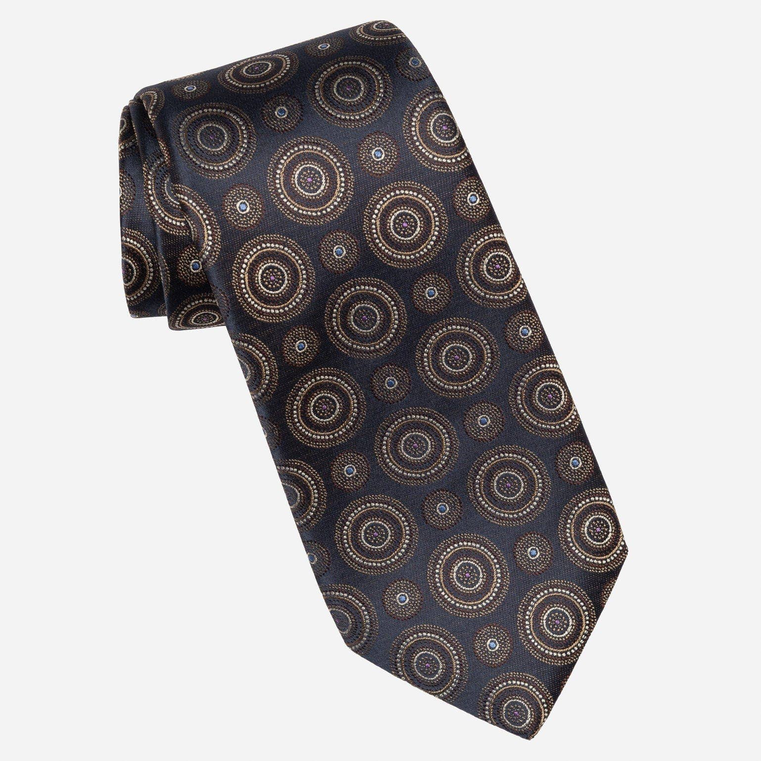 Elizabetta Made in Italy USA – wholesale Necktie – Men’s – Cefalù - Silk Jacquard Tie - Navy and Brown1