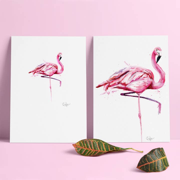 Inky Flamingo Luxury Giclee Unframed Print for wholesale by Kate Moby
