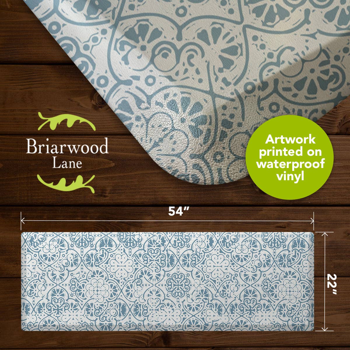 Briarwood Lane - Wholesale Floor Mat - Ornamental Blue and White Oversized Comfort Mat1