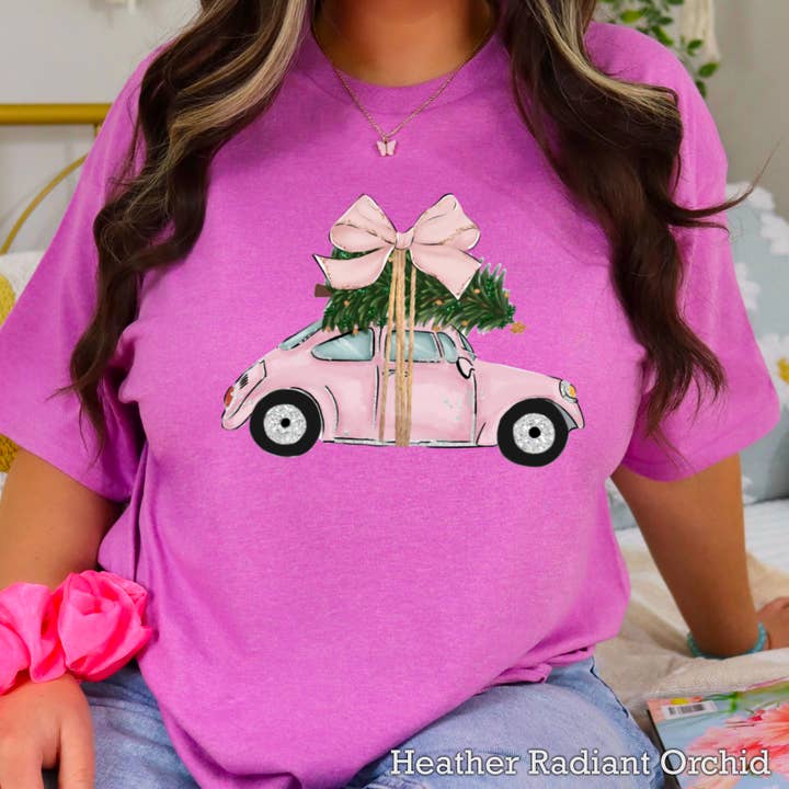 Shoppe SHC - Wholesale T-shirt (graphic) – women's - Pink Christmas Car Christmas 2025 Graphic Tee | Gildan18