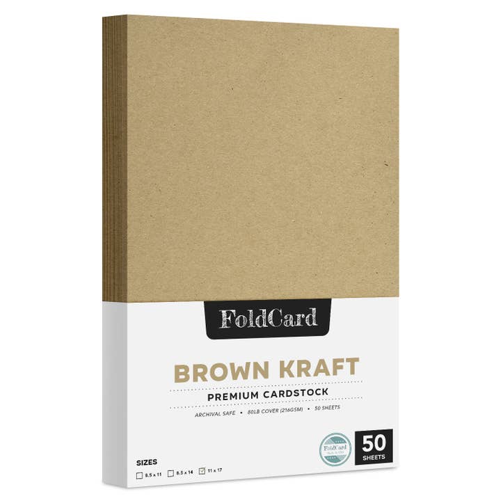 Fine Cardstock - Wholesale Craft supplies - Brown Kraft Cardstock Paper, 80lb (216gsm) Cover 50 sheets Par pack10
