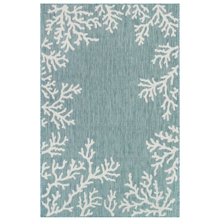 Carmel Coral Border Indoor/Outdoor Area Rug Aqua for wholesale by Liora Manne