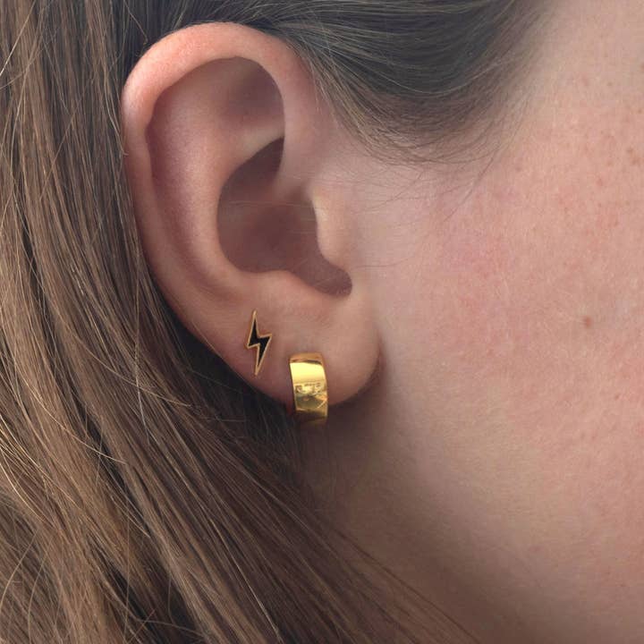 Kris Nations - Wholesale Huggie Earrings - Wide Hinged Huggie Hoop Earrings 18K Gold Vermeil | Sterling Silver 12mm Hoops Hinge Closure Nickel Free Hypoallergenic Ships from CA